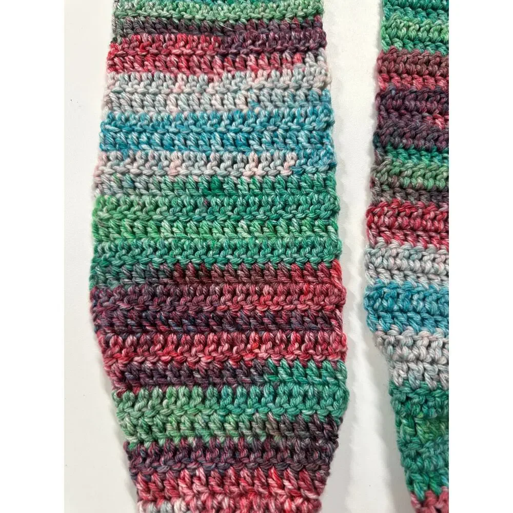 Handmade Knit Colorful Scarf with Pom Poms 5